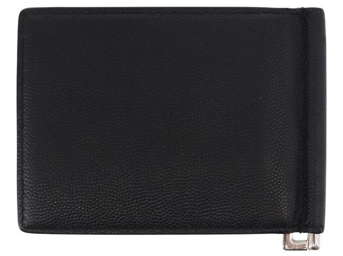 SAINT LAURENT Portafoglio Clip in Pelle Nera Argento Auth BA8469 Nero - vista 3