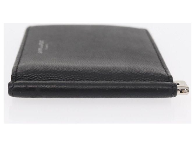 SAINT LAURENT Portafoglio Clip in Pelle Nera Argento Auth BA8469 Nero - vista 5