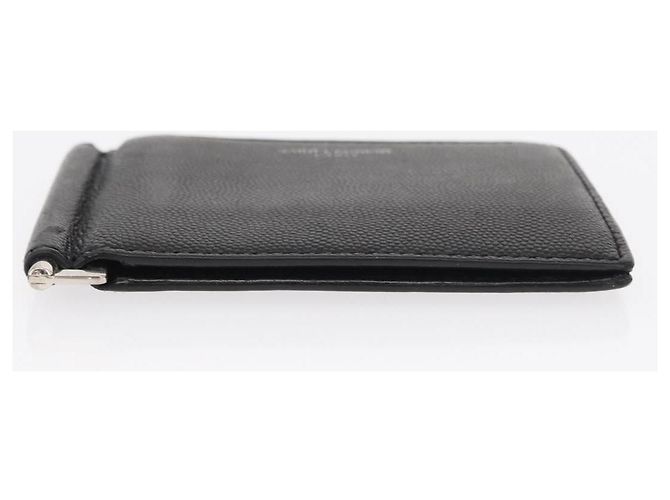SAINT LAURENT Portafoglio Clip in Pelle Nera Argento Auth BA8469 Nero - vista 7
