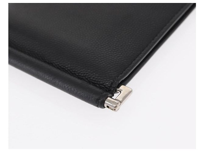 SAINT LAURENT Portafoglio Clip in Pelle Nera Argento Auth BA8469 Nero - vista 8