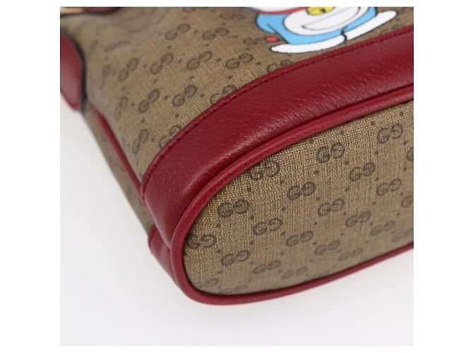 Gucci Mini borsa a secchiello Doraemon Micro GG Supreme in PVC beige 647801 Auth 154926SAM D'oro - vista 11