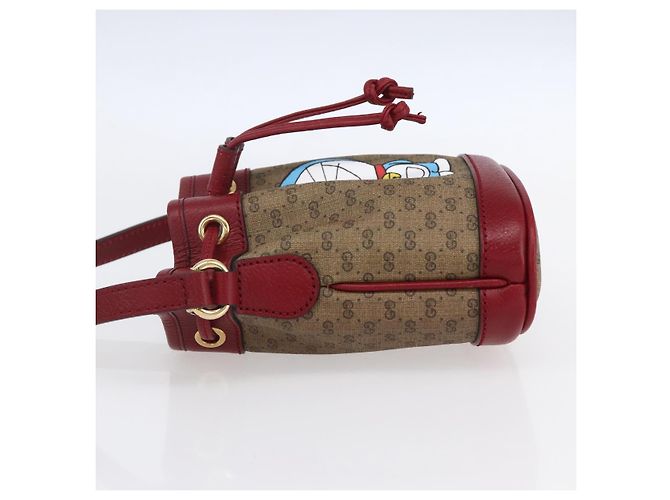 Gucci Mini borsa a secchiello Doraemon Micro GG Supreme in PVC beige 647801 Auth 154926SAM D'oro - vista 4