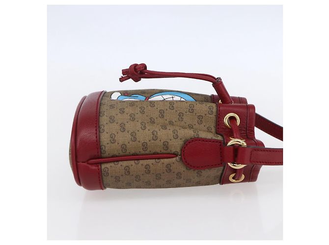 Gucci Mini borsa a secchiello Doraemon Micro GG Supreme in PVC beige 647801 Auth 154926SAM D'oro - vista 5