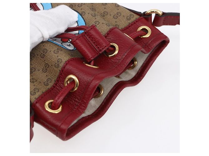 Gucci Mini borsa a secchiello Doraemon Micro GG Supreme in PVC beige 647801 Auth 154926SAM D'oro - vista 6