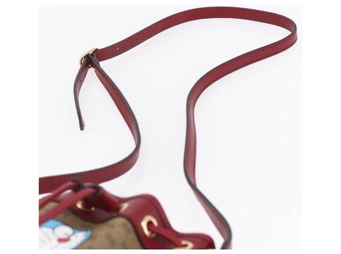 Gucci Mini borsa a secchiello Doraemon Micro GG Supreme in PVC beige 647801 Auth 154926SAM D'oro - vista 8