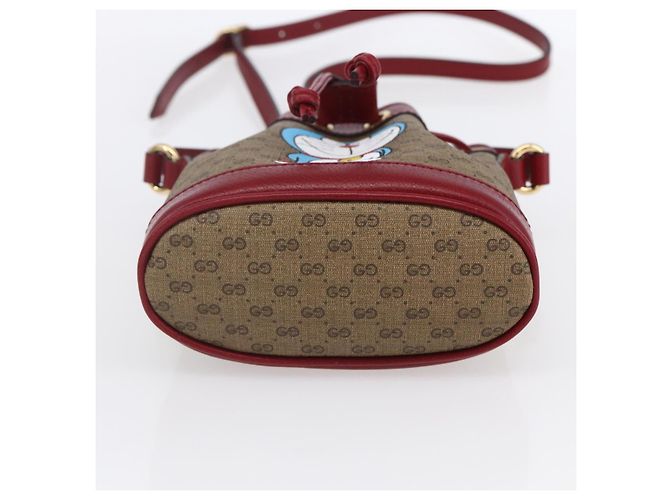 Gucci Mini borsa a secchiello Doraemon Micro GG Supreme in PVC beige 647801 Auth 154926SAM D'oro - vista 9