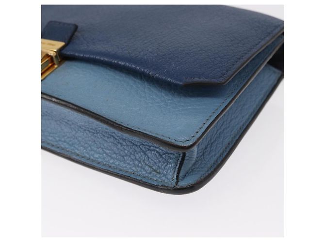 Borsa a Spalla Miu Miu in Pelle Blu Oro Auth 152690 D'oro - vista 11