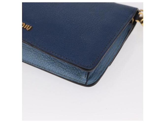 Borsa a Spalla Miu Miu in Pelle Blu Oro Auth 152690 D'oro - vista 13