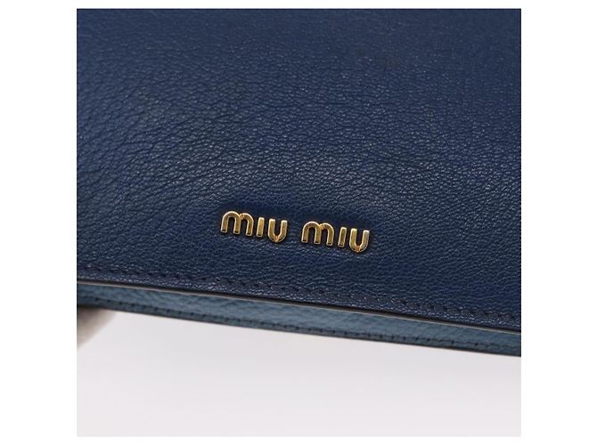 Borsa a Spalla Miu Miu in Pelle Blu Oro Auth 152690 D'oro - vista 14