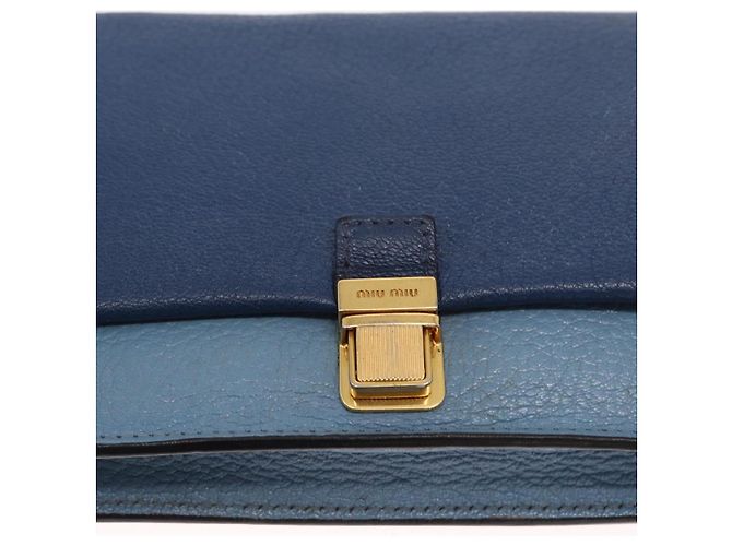 Borsa a Spalla Miu Miu in Pelle Blu Oro Auth 152690 D'oro - vista 15