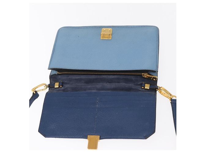 Borsa a Spalla Miu Miu in Pelle Blu Oro Auth 152690 D'oro - vista 16