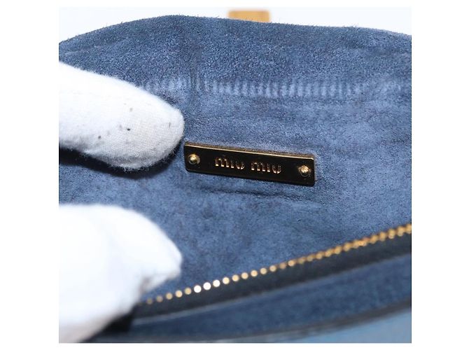 Borsa a Spalla Miu Miu in Pelle Blu Oro Auth 152690 D'oro - vista 17