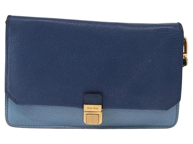 Borsa a Spalla Miu Miu in Pelle Blu Oro Auth 152690 D'oro - vista 2