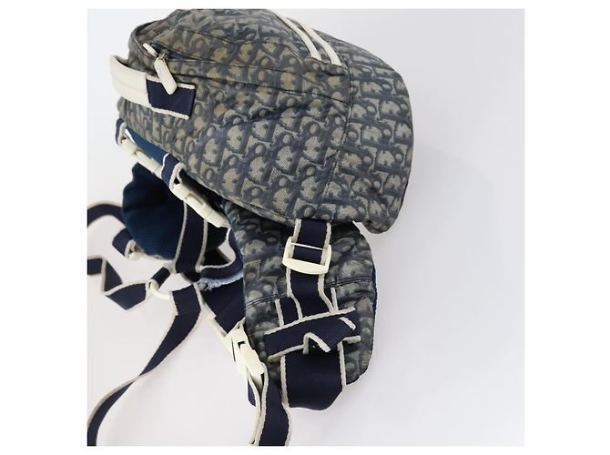 Christian Dior Trotter Canvas Backpack PVC Blue Silver Auth bs31270 Silvery - view 5