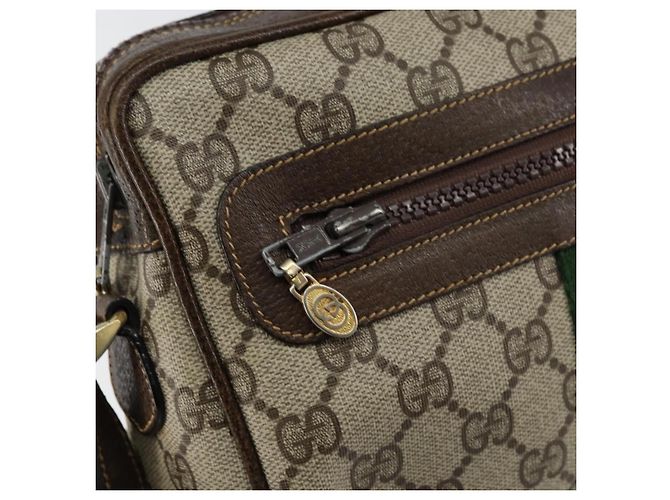 Borsa a Spalla GUCCI GG Supreme Web Sherry Line PVC Beige Oro Auth ep12050 D'oro - vista 14