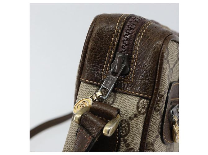 Borsa a Spalla GUCCI GG Supreme Web Sherry Line PVC Beige Oro Auth ep12050 D'oro - vista 15