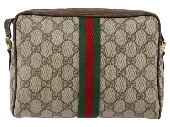 Borsa a Spalla GUCCI GG Supreme Web Sherry Line PVC Beige Oro Auth ep12050 D'oro - vista 3