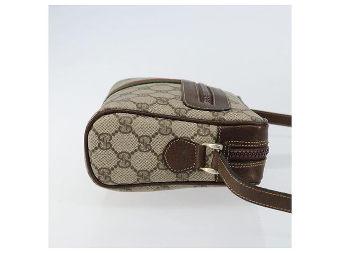 Borsa a Spalla GUCCI GG Supreme Web Sherry Line PVC Beige Oro Auth ep12050 D'oro - vista 4