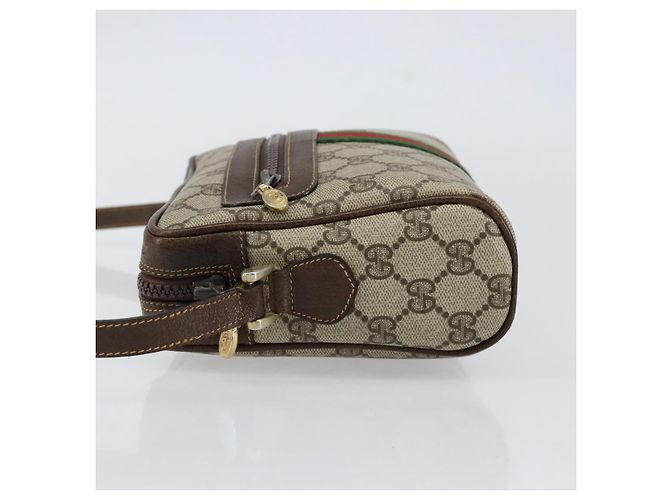 Borsa a Spalla GUCCI GG Supreme Web Sherry Line PVC Beige Oro Auth ep12050 D'oro - vista 5