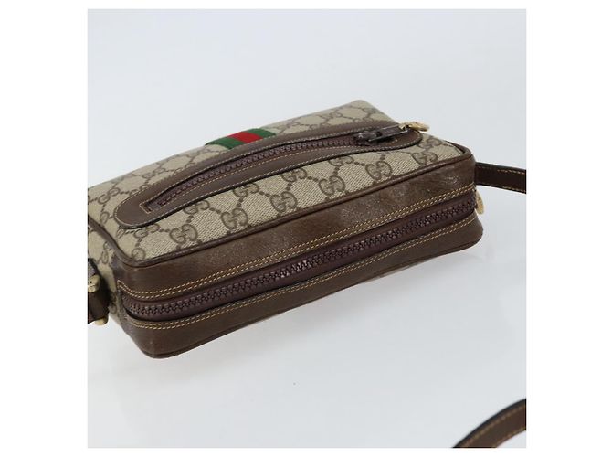 Borsa a Spalla GUCCI GG Supreme Web Sherry Line PVC Beige Oro Auth ep12050 D'oro - vista 6