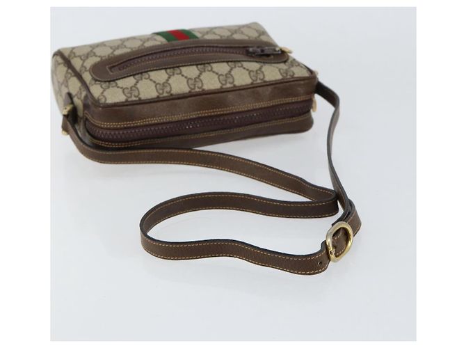 Borsa a Spalla GUCCI GG Supreme Web Sherry Line PVC Beige Oro Auth ep12050 D'oro - vista 7
