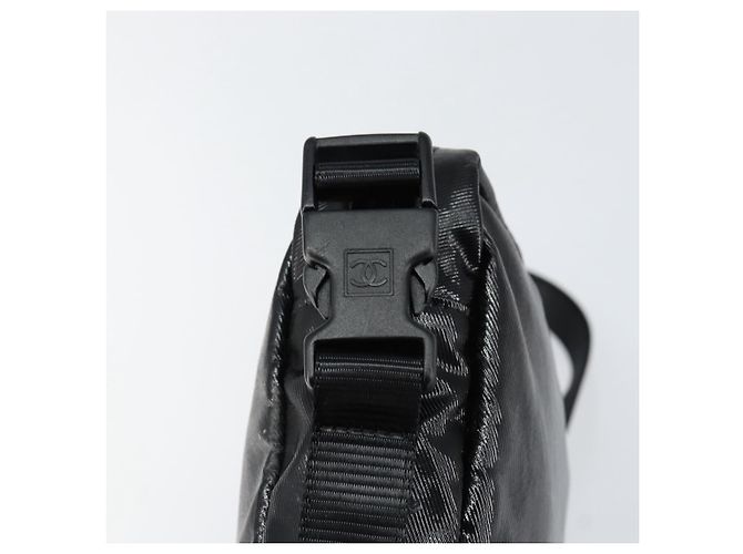 Borsa a Spalla CHANEL Sports Line Pelle Verniciata Argento Nero CC Auth ka387 - vista 14