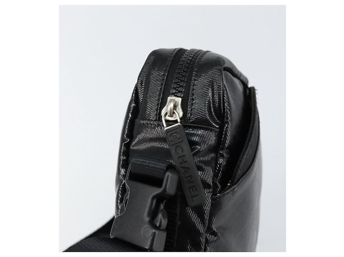 Borsa a Spalla CHANEL Sports Line Pelle Verniciata Argento Nero CC Auth ka387 - vista 15