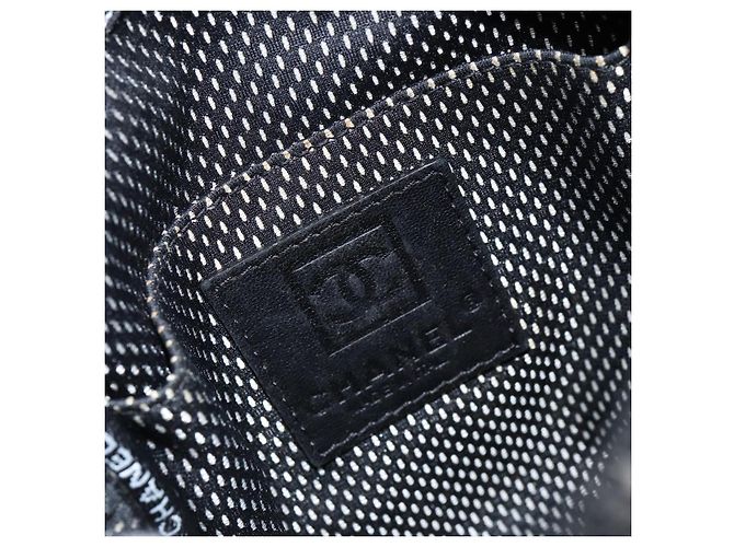 Borsa a Spalla CHANEL Sports Line Pelle Verniciata Argento Nero CC Auth ka387 - vista 16