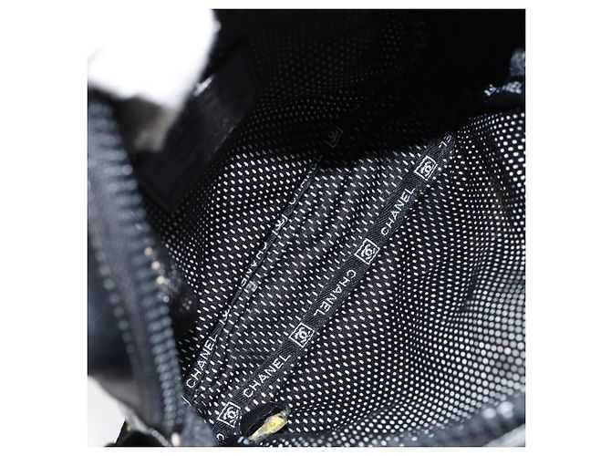Borsa a Spalla CHANEL Sports Line Pelle Verniciata Argento Nero CC Auth ka387 - vista 17