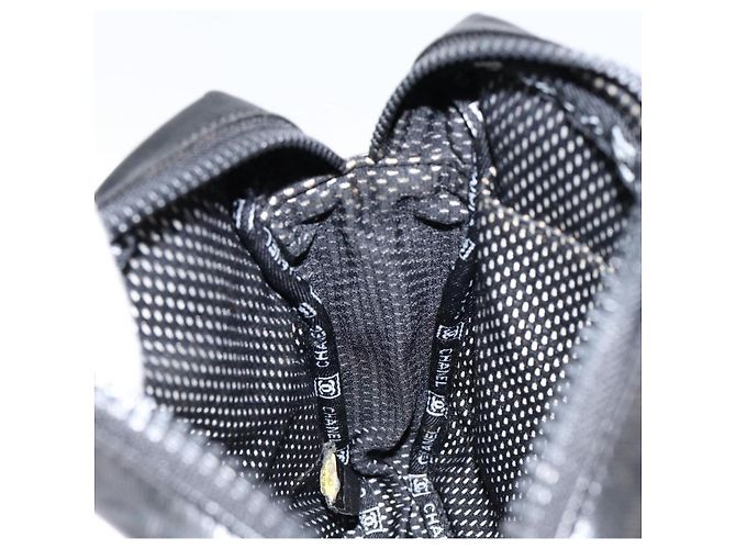Borsa a Spalla CHANEL Sports Line Pelle Verniciata Argento Nero CC Auth ka387 - vista 19