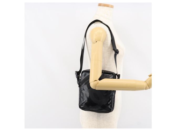 Borsa a Spalla CHANEL Sports Line Pelle Verniciata Argento Nero CC Auth ka387 - vista 23