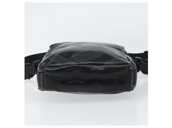 Borsa a Spalla CHANEL Sports Line Pelle Verniciata Argento Nero CC Auth ka387 - vista 9