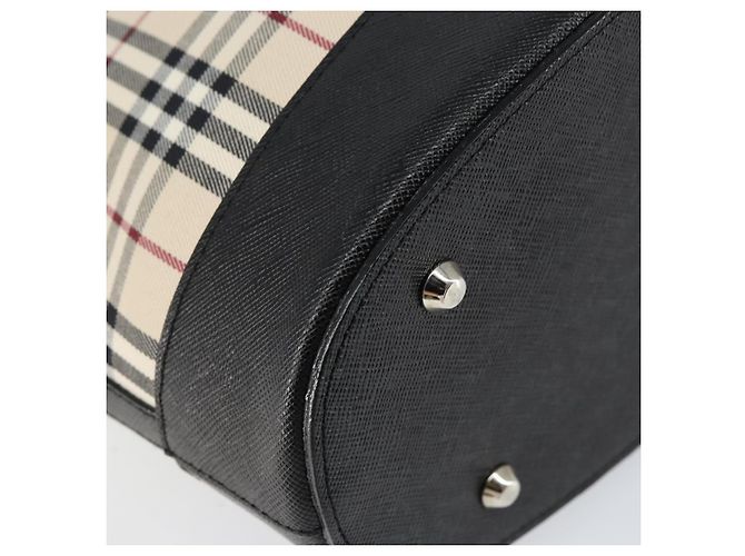 Burberry Nova Check Handtasche aus Canvas Beige Silber Authentisch 154458 - Ansicht 11