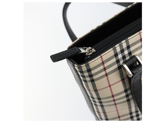 Burberry Nova Check Handtasche aus Canvas Beige Silber Authentisch 154458 - Ansicht 14