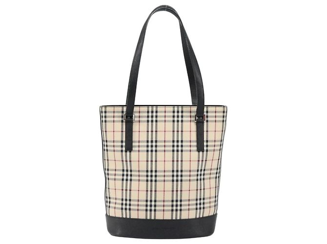 Burberry Nova Check Handtasche aus Canvas Beige Silber Authentisch 154458 - Ansicht 2