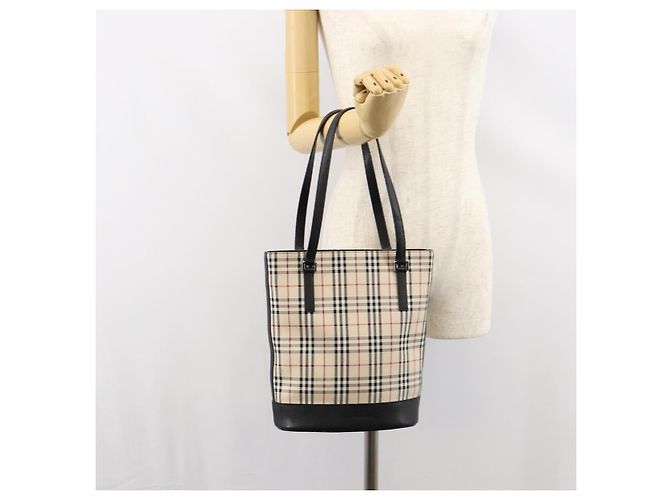 Burberry Nova Check Handtasche aus Canvas Beige Silber Authentisch 154458 - Ansicht 22