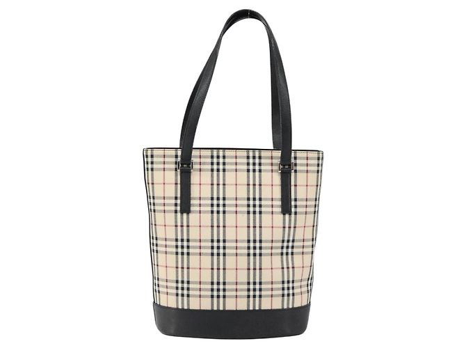 Burberry Nova Check Handtasche aus Canvas Beige Silber Authentisch 154458 - Ansicht 3