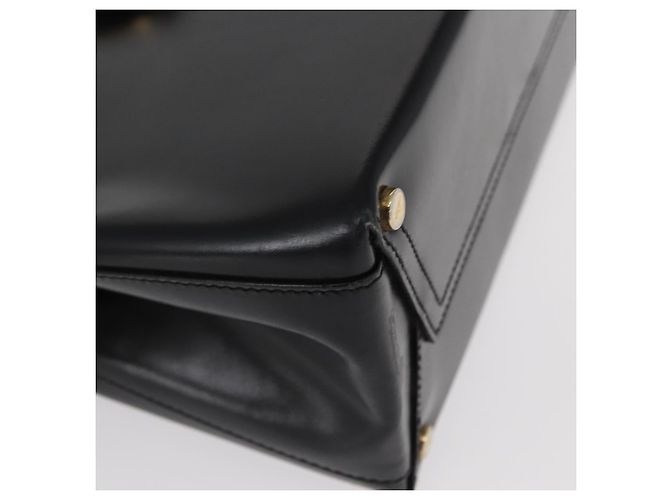 Borsa a mano Gancini in pelle nera e oro Auth 154475 di Salvatore Ferragamo Nero D'oro - vista 10