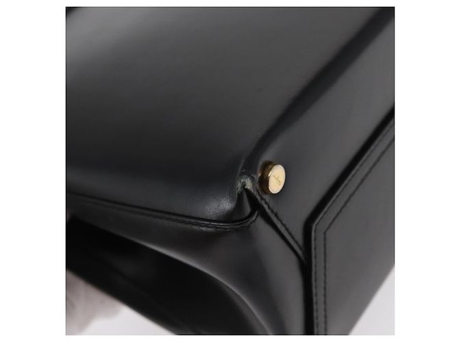 Borsa a mano Gancini in pelle nera e oro Auth 154475 di Salvatore Ferragamo Nero D'oro - vista 12