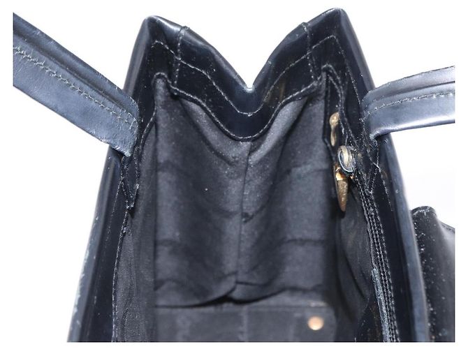 Borsa a mano Gancini in pelle nera e oro Auth 154475 di Salvatore Ferragamo Nero D'oro - vista 18