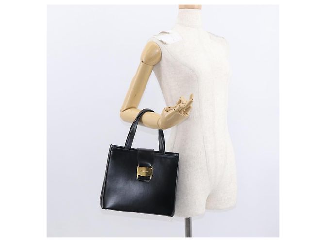 Borsa a mano Gancini in pelle nera e oro Auth 154475 di Salvatore Ferragamo Nero D'oro - vista 22