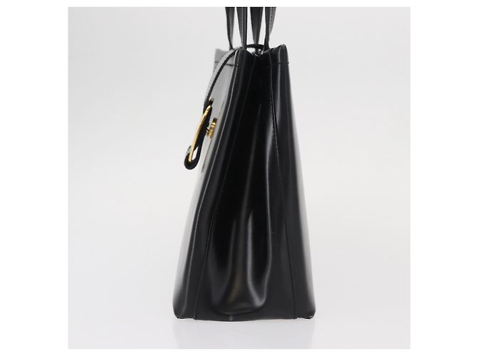 Borsa a mano Gancini in pelle nera e oro Auth 154475 di Salvatore Ferragamo Nero D'oro - vista 4