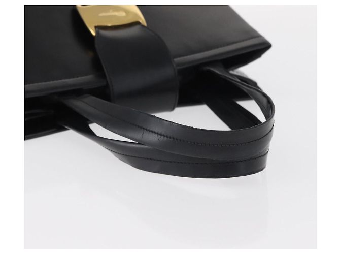 Borsa a mano Gancini in pelle nera e oro Auth 154475 di Salvatore Ferragamo Nero D'oro - vista 7