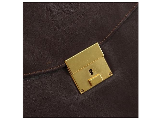 Céline Borsa a mano CELINE in pelle marrone dorato Auth 154509 D'oro - vista 13