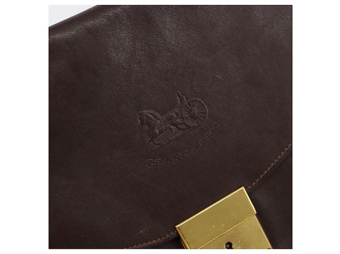 Céline Borsa a mano CELINE in pelle marrone dorato Auth 154509 D'oro - vista 14