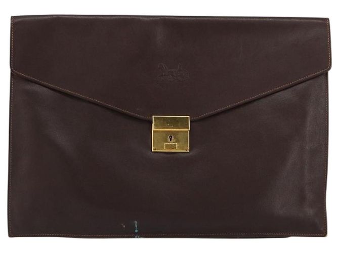 Céline Borsa a mano CELINE in pelle marrone dorato Auth 154509 D'oro - vista 2