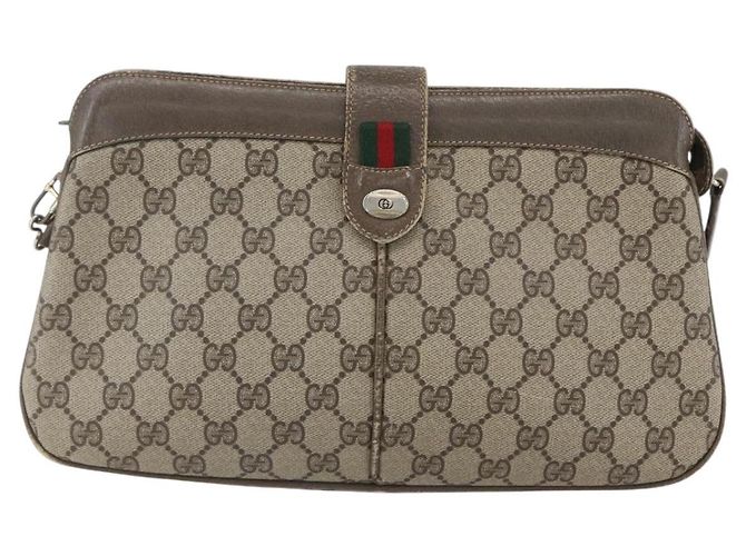 GUCCI GG Supreme Web Sherry Line Bag PVC Beige Red 904 02 043 Auth 151491 - view 2