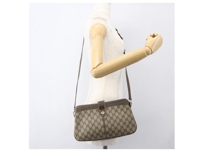 GUCCI GG Supreme Web Sherry Line Bag PVC Beige Red 904 02 043 Auth 151491 - view 23