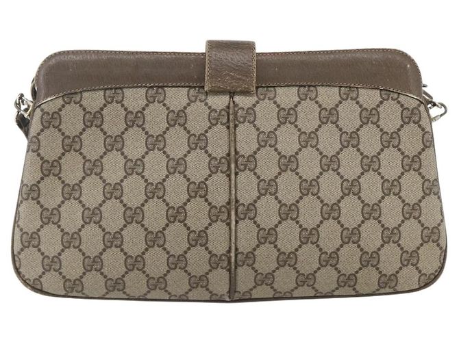 GUCCI GG Supreme Web Sherry Line Bag PVC Beige Red 904 02 043 Auth 151491 - view 3