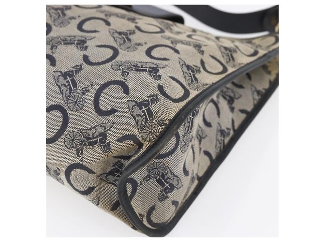 Céline Borsa a Spalla Celine C Sulky in Tela Blu Navy e Oro Auth 154713 D'oro - vista 10